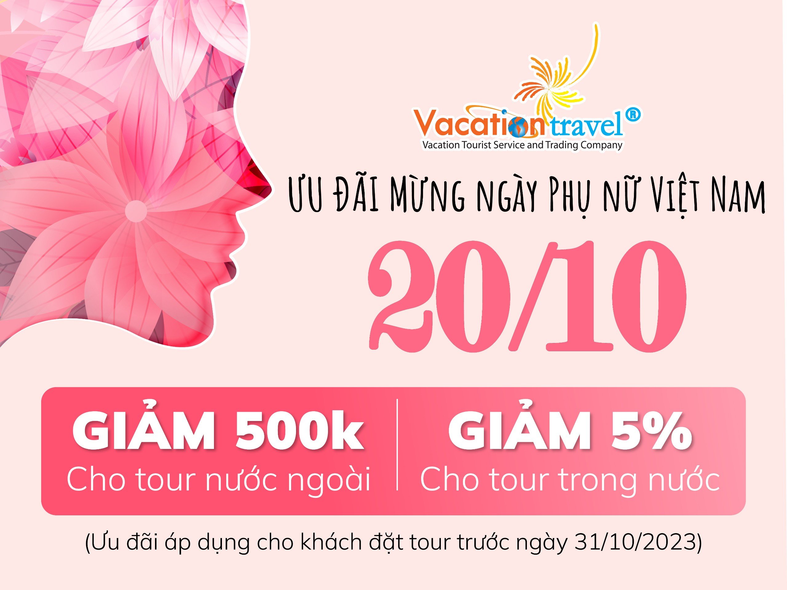 GIẢM GIÁ NHÂN NGÀY PHỤ NỮ VIỆT NAM 20/10/2023